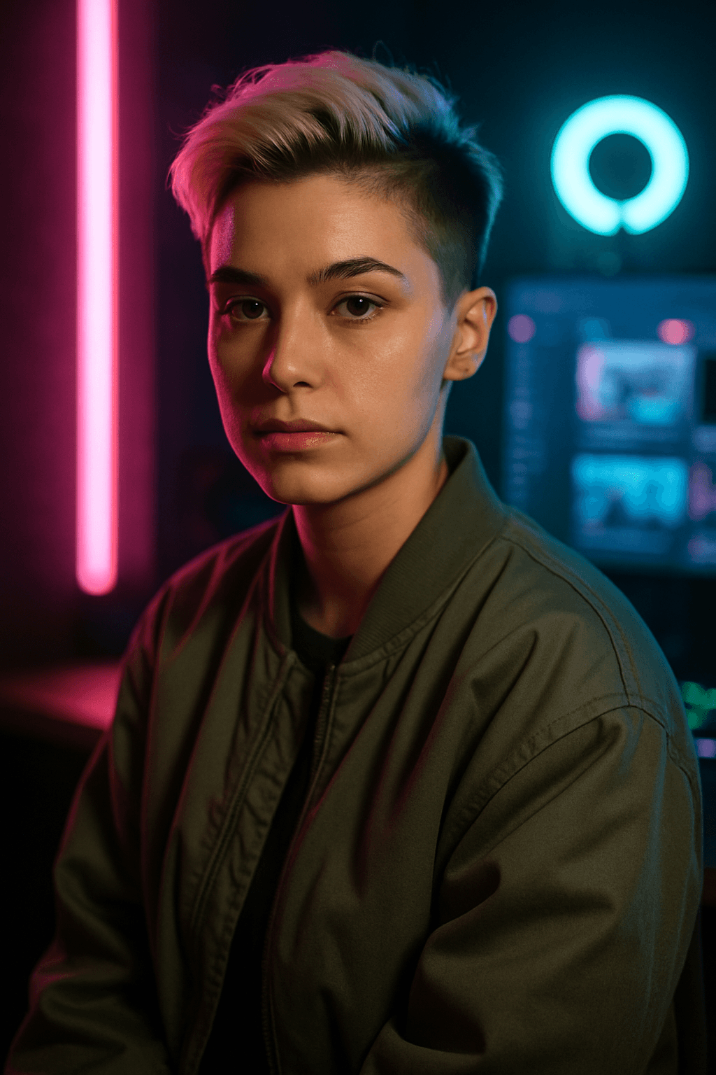 Aria — AI companion, Esports caster with a competitive streak and neon style.